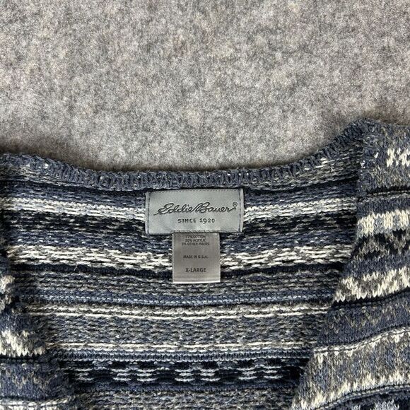 Vintage Eddie Bauer Sweater Vest Medium Fair Isle Button Made In USA Grannycore - Picture 3 of 7
